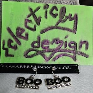 Halloween 365 Black and Silver 'Boo' Earrings